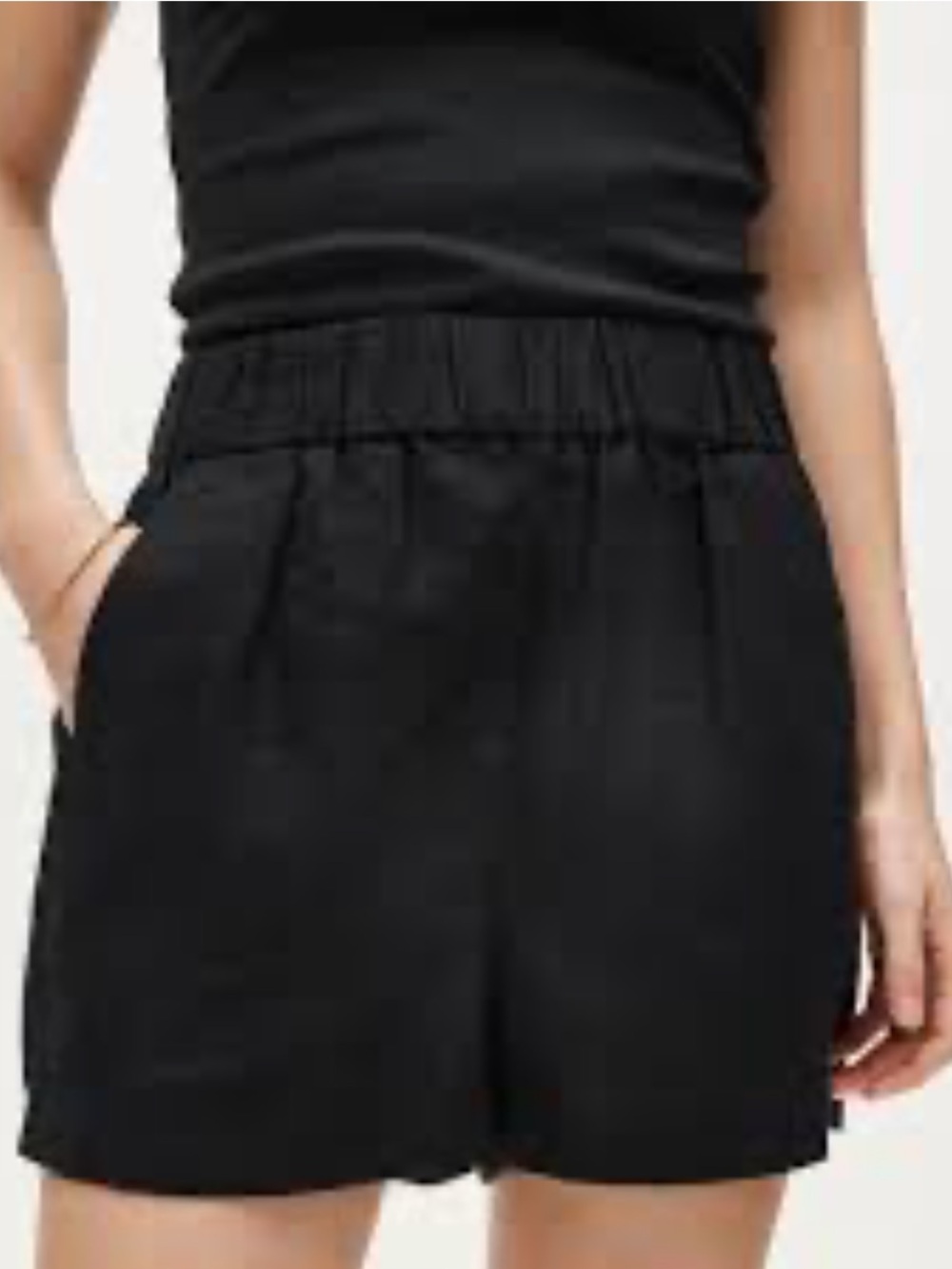 J. Crew Black Linen Tropez 3” Seam Elastic Waist Shorts with Pockets Size S